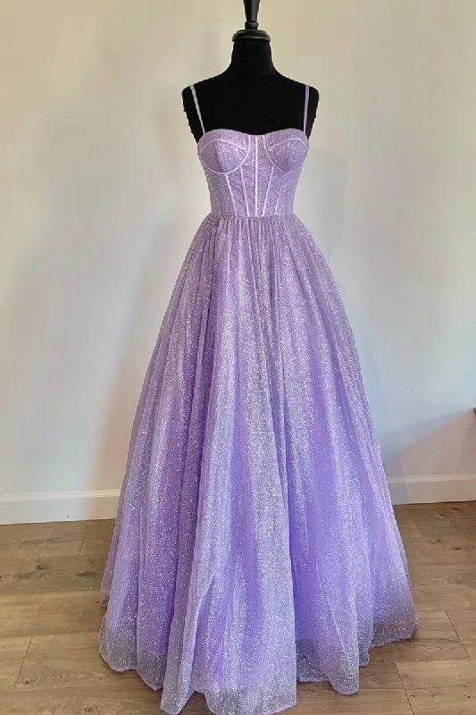 Princess Lilac Straps A-line Long Prom Dress,DS3480