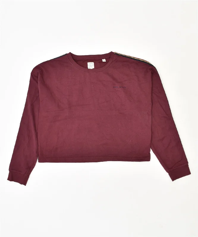 JACK WILLS Womens Sweatshirt Jumper UK 14 Large Maroon Cotton