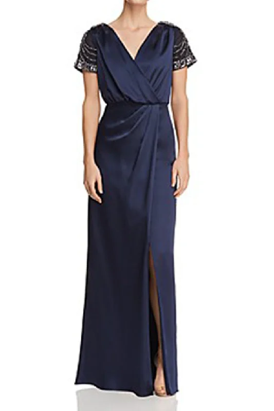 AIDAN MATTOX-TWILIGHT CAP SLEEVE LONG DRESS