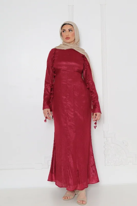 Nailea Organza Maxi Dress- Burgundy