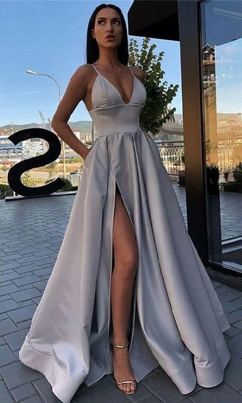 Prom Formal Evening Dress Spaghetti Strap Sleeveless Sweep,DS4163