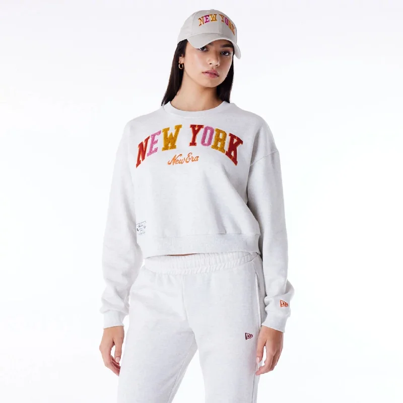 New Era Infill Grey Crop Crew Neck Sweatshirt