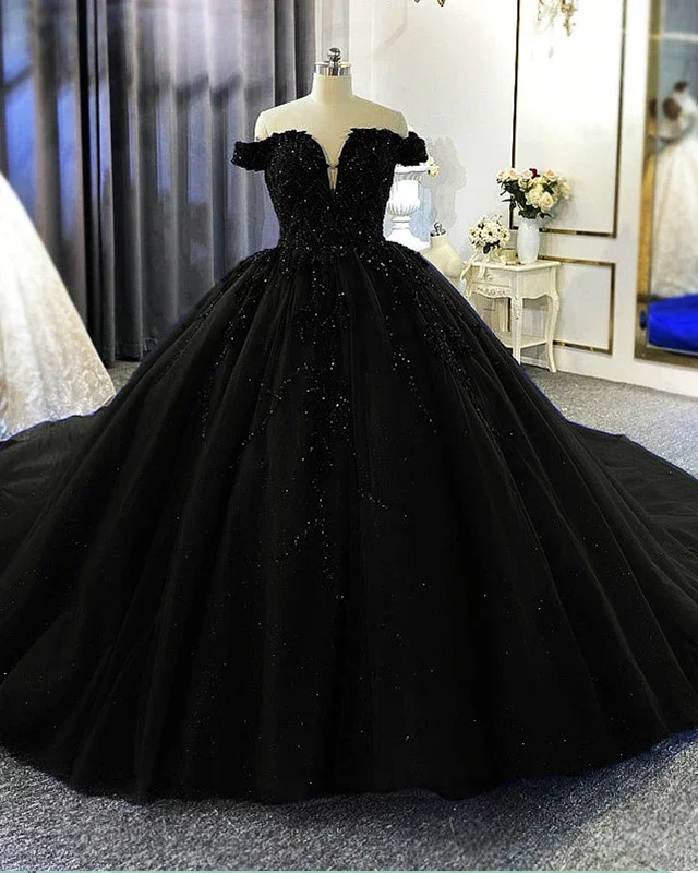 Ball Gown Black Prom Dress Long Quinceanera Dress,Sweet 16 Prom Dress  ,DS4620