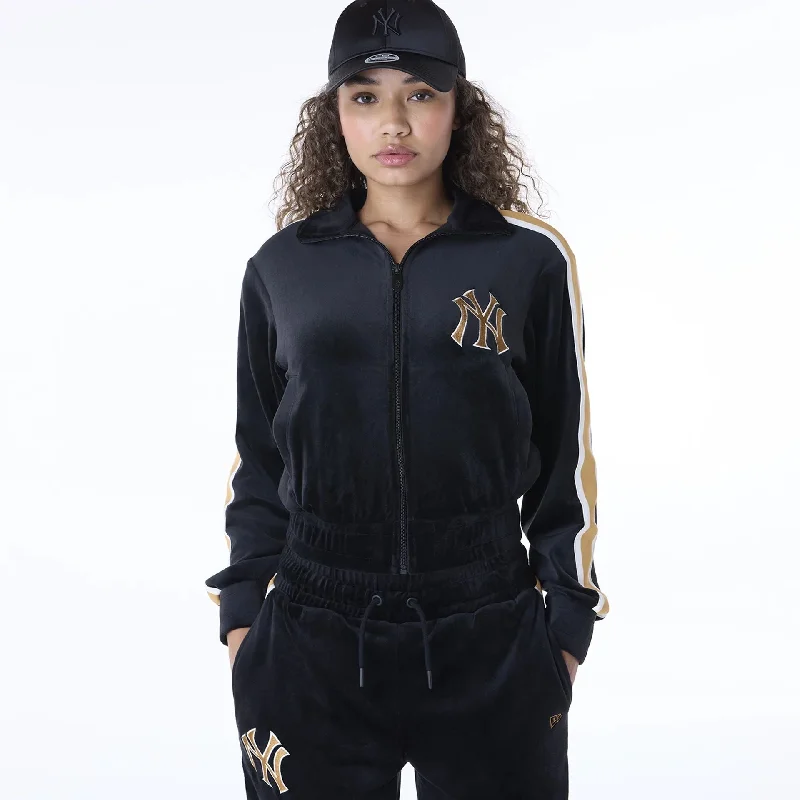 New York Yankees Womens MLB Velour Black Track Jacket