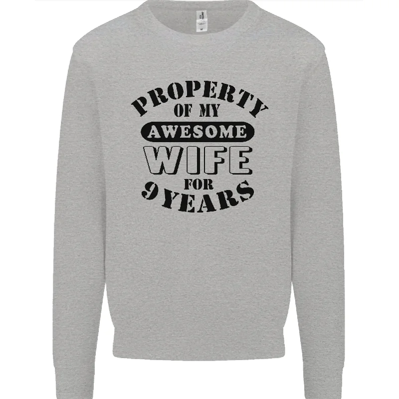 9th Wedding Anniversary 9 Year Funny Wife Mens Sweatshirt Jumper