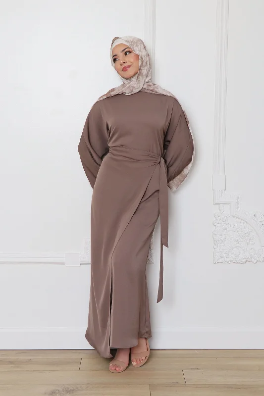 Milah Wrap Abaya- Mink