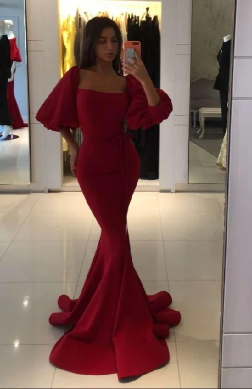 Red Mermaid Long Prom Dress, Chic Prom Dress,DS4160