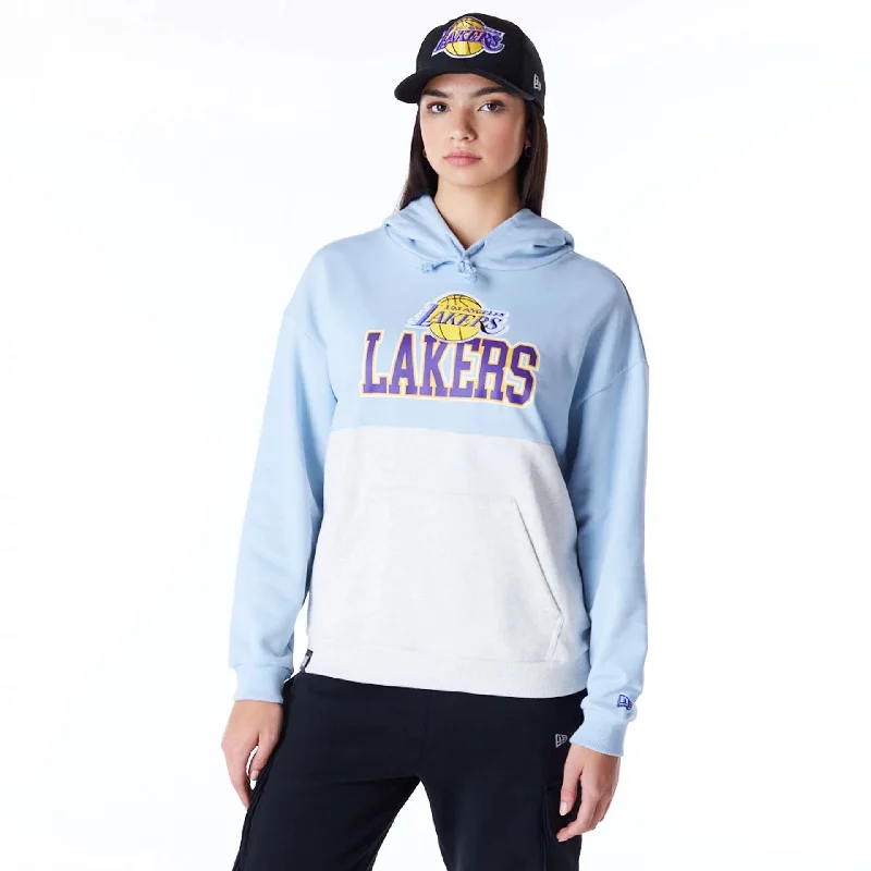 LA Lakers Womens NBA Pastel Blue Oversized Pullover Hoodie