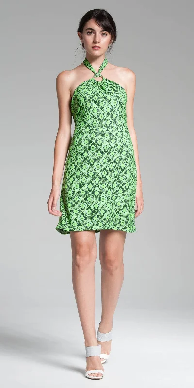 Printed Halter Dress - Lime