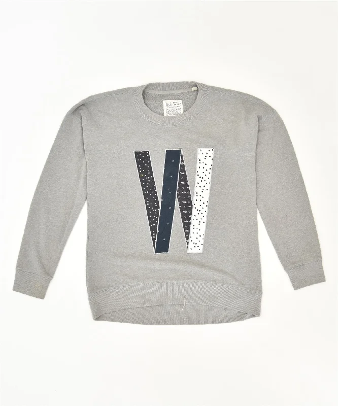 JACK WILLS Womens Oversized Graphic Sweatshirt Jumper UK 8 Small Grey