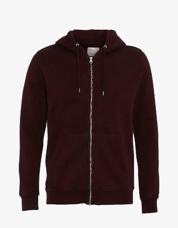 Classic Organic Zip Hood - Oxblood Red