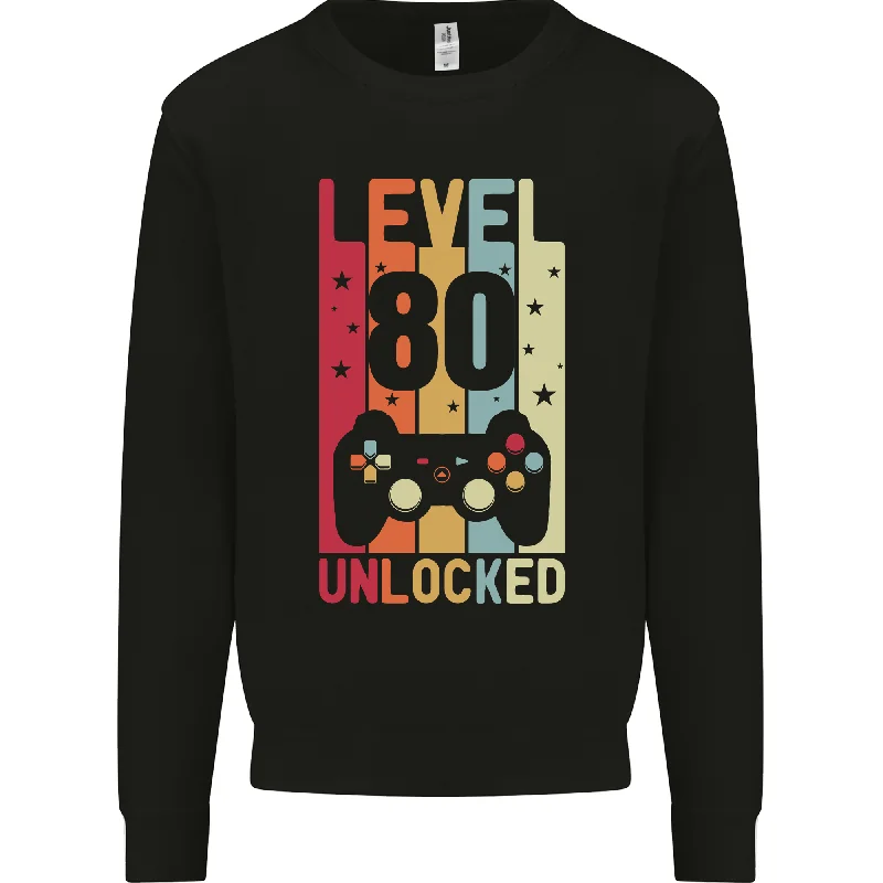 80th Birthday Level Up Gaming 80-Year-Old Men's Sweatshirt Jumper