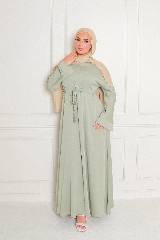 Ivy Essential Flare Abaya- Light Sage Green