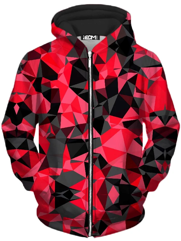 Red and Black Geo Unisex Zip-Up Hoodie