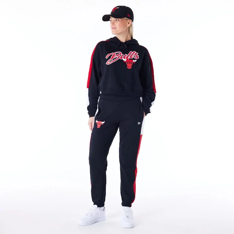 Chicago Bulls Womens NBA Colour Block Black Pullover Hoodie