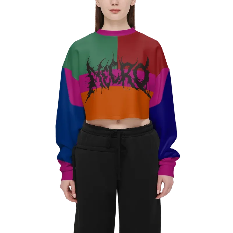 Necro - Black Death Metal Logo - Women’s Cropped Crewneck Sweatshirt