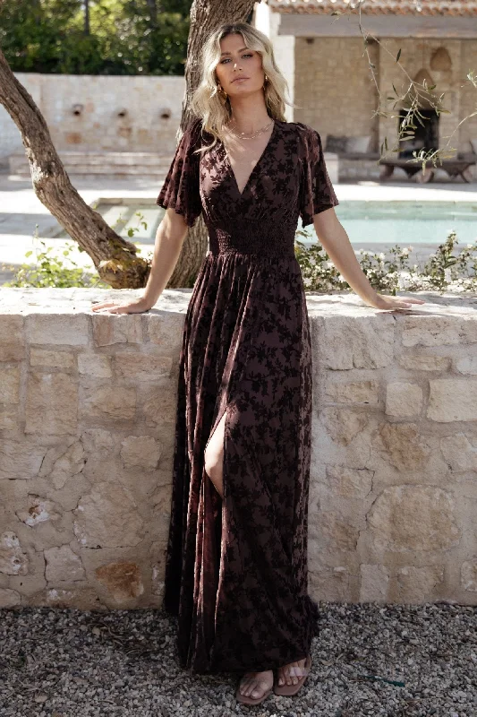 Veronica Velvet Maxi Dress | Espresso