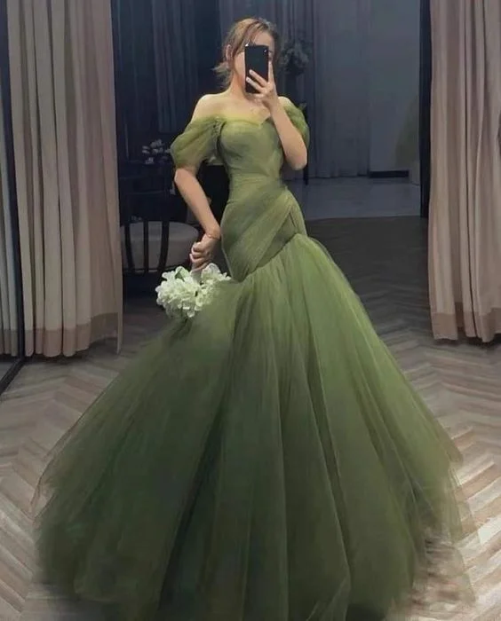 Green long off the shoulder Prom Dresses 2022 ,DS4494