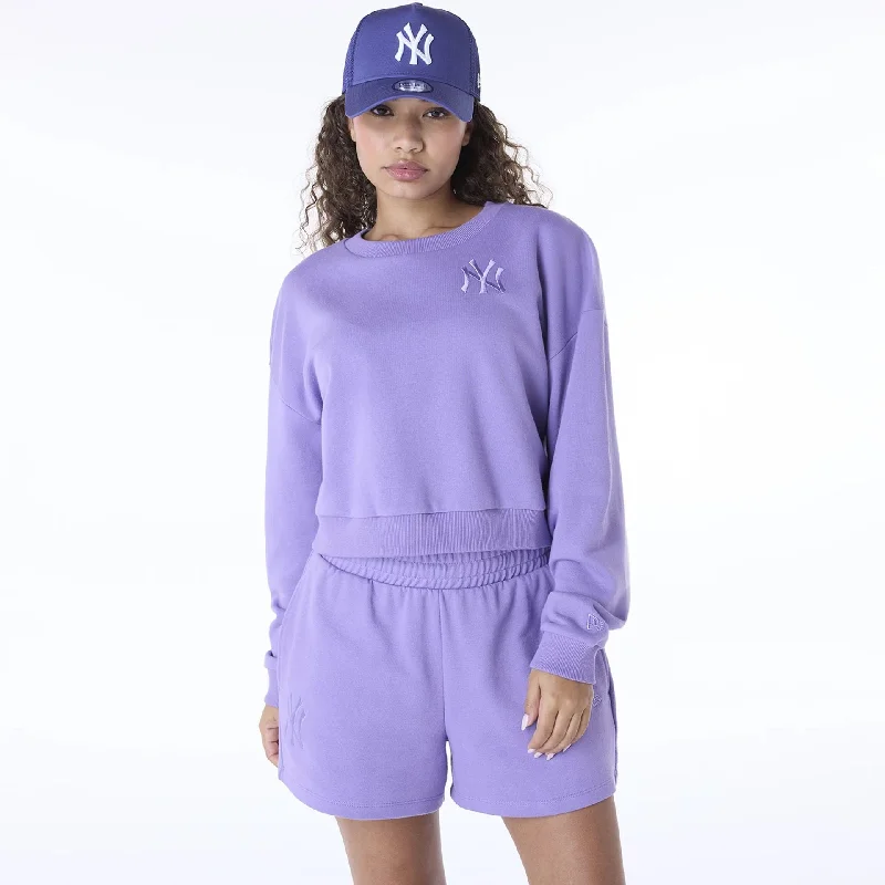 New York Yankees Womens MLB League Essential Purple Crew Neck Sweater