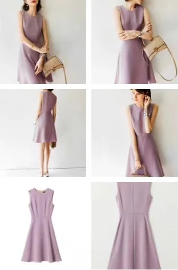 Sleeveless Purple Skater Dress