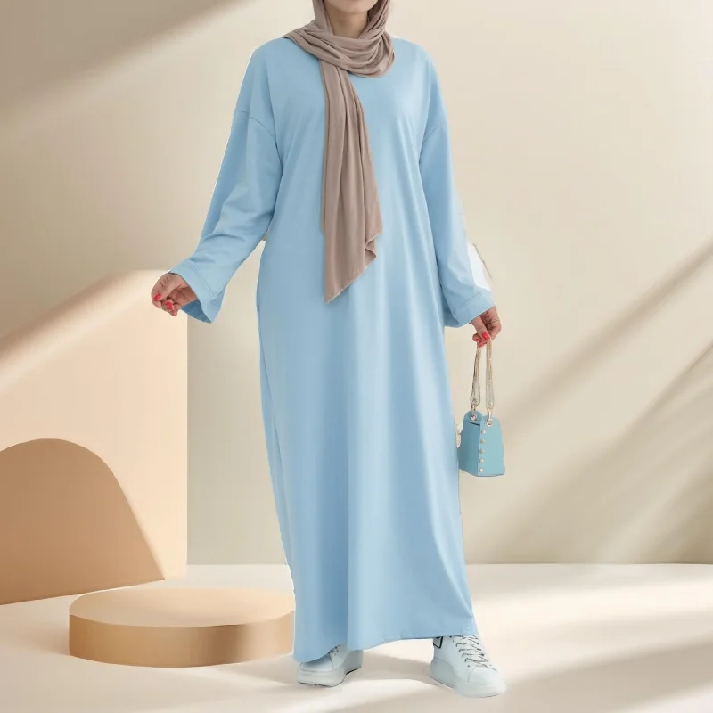 Relaxed Sweatshirt Solid Color Abaya with Pockets