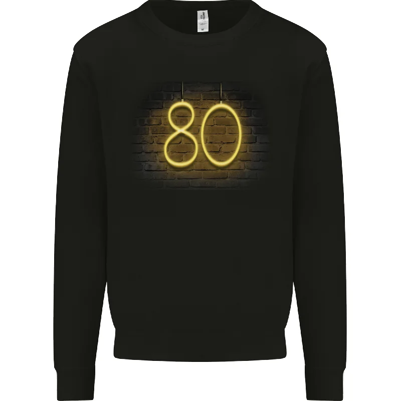 80th Birthday Neon Lights 80 Year Old Mens Sweatshirt Jumper