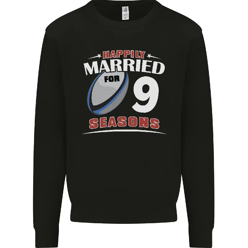 9 Year Wedding Anniversary 9th Rugby Mens Sweatshirt Jumper